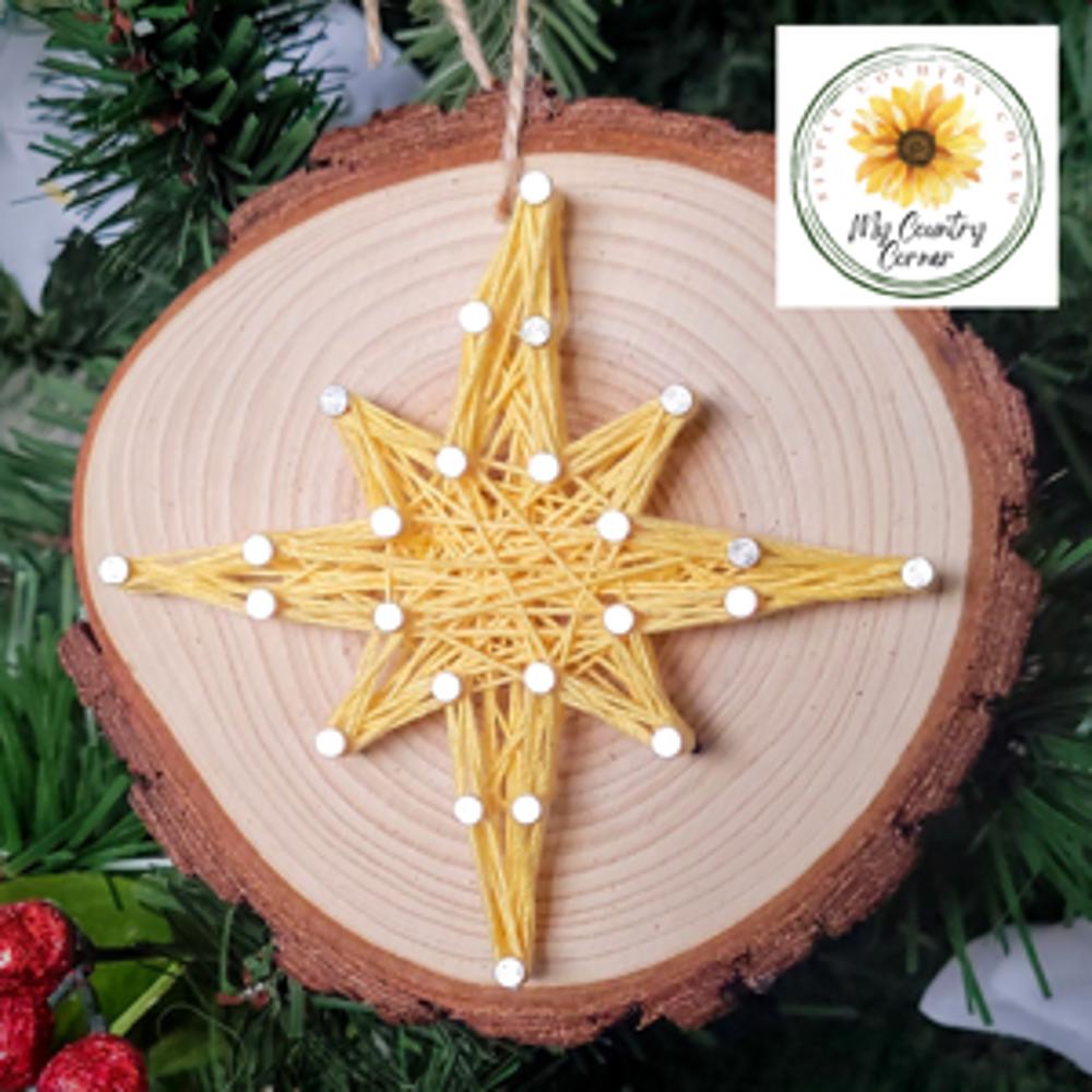 Christmas Tree string Art Ornament Kits, Real wood slice, crafts for kids, teens and adults. DIY Christmas ornaments. Farmhouse Ornaments