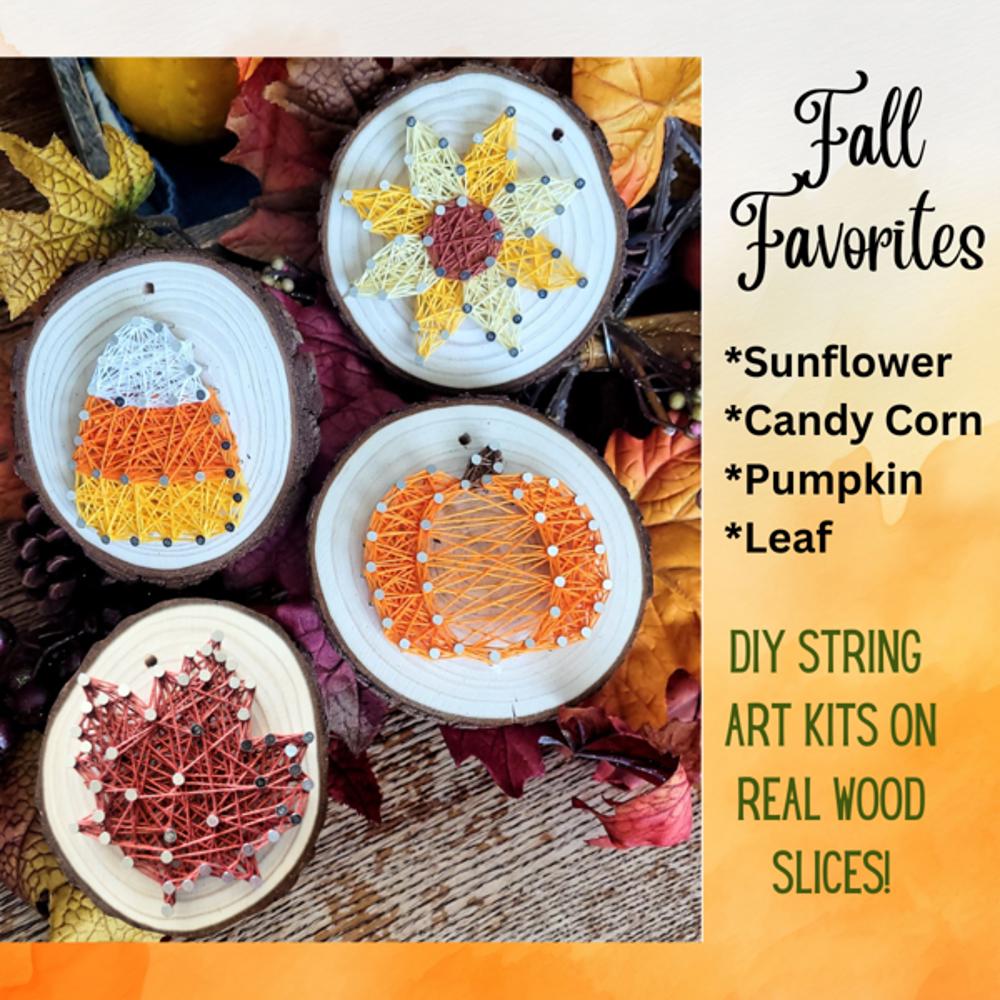 Fall String Art Kits! Pumpkin, Sunflower, Candy Corn, Leaf, Crafts for Kids, Teens and Adults. Fall Time Activities. Thanksgiving DIY Crafts!