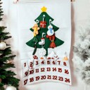 24Piece 24-Ornaments Felt Advent Calendar with pockets & Handmade Cotton Ornaments, Reusable Advent