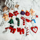 24Piece 24-Ornaments Felt Advent Calendar with pockets & Handmade Cotton Ornaments, Reusable Advent