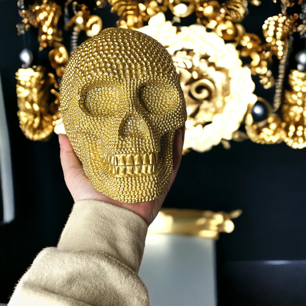 Resin Skull Head, Handmade Halloween Home Decorations for Tabletop, Gothic Halloween Decor & Gifts, High End Halloween Decor