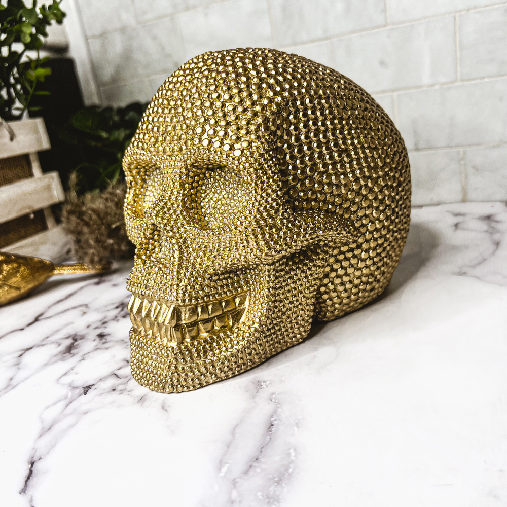 Resin Skull Head, Handmade Halloween Home Decorations for Tabletop, Gothic Halloween Decor & Gifts, High End Halloween Decor