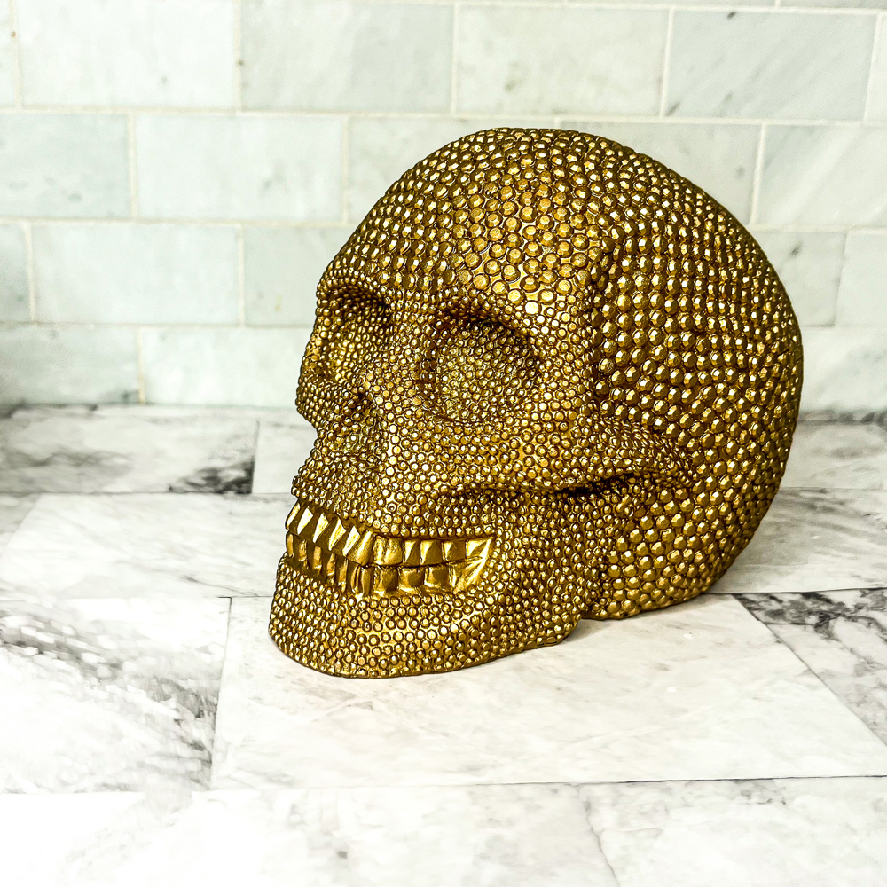 Resin Skull Head, Handmade Halloween Home Decorations for Tabletop, Gothic Halloween Decor & Gifts, High End Halloween Decor