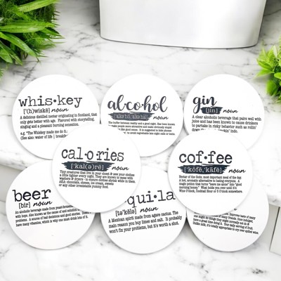 Funny Drink Definition Coasters | Bar Cart Ceramic Coaster | Build Your Own Gift Set | Funny Tabletop Decor & Gifts