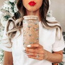 Ho Ho Hoe's Glass Cups with Lid and Straws 2pk | 17oz Funny Glass Tumblers For Moms | Glass Can Cups