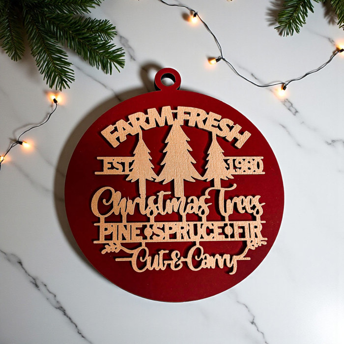 Handmade Wooden Christmas Ornaments, Farm Fresh Christmas Tree Holiday Home Decor, Unique Hanging Christmas Tree Decorations