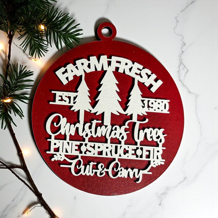 Handmade Wooden Christmas Ornaments, Farm Fresh Christmas Tree Holiday Home Decor, Unique Hanging Christmas Tree Decorations