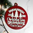 Farm Fresh Handmade Wooden Christmas Ornaments, Farm Fresh Christmas Tree Holiday Home Decor, Unique Hanging Christmas Tree Decorations