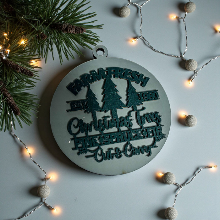 Handmade Wooden Christmas Ornaments, Farm Fresh Christmas Tree Holiday Home Decor, Unique Hanging Christmas Tree Decorations