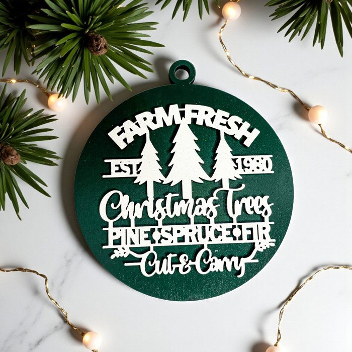 Handmade Wooden Christmas Ornaments, Farm Fresh Christmas Tree Holiday Home Decor, Unique Hanging Christmas Tree Decorations