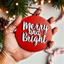 Merry & Bright Handmade Wooden Christmas Ornaments, Farm Fresh Christmas Tree Holiday Home Decor, Unique Hanging Christmas Tree Decorations