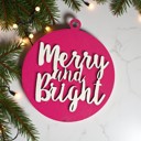 Merry & Bright Handmade Wooden Christmas Ornaments, Farm Fresh Christmas Tree Holiday Home Decor, Unique Hanging Christmas Tree Decorations