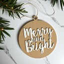 Merry & Bright Handmade Wooden Christmas Ornaments, Farm Fresh Christmas Tree Holiday Home Decor, Unique Hanging Christmas Tree Decorations