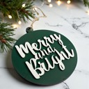 Merry & Bright Handmade Wooden Christmas Ornaments, Farm Fresh Christmas Tree Holiday Home Decor, Unique Hanging Christmas Tree Decorations