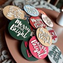 Merry & Bright Handmade Wooden Christmas Ornaments, Farm Fresh Christmas Tree Holiday Home Decor, Unique Hanging Christmas Tree Decorations
