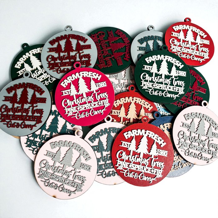 Comfy & Cozy Christmas Home Decor, Handmade Wooden Circle Tree Ornaments or Hanging Holiday Accent, Colorful Cute Christmas Decorations