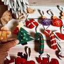  Christmas 2025 Advent Calendar, Handmade Hanging Christmas Countdown with Plush Fabric Ornament Options, Reusable Holiday Felt Advent 