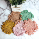  Braided Fabric Coaster Set, Pastel Handmade Tassel Coasters for Spring Tabletop Home Decor