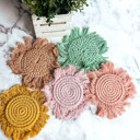  Braided Fabric Coaster Set, Pastel Handmade Tassel Coasters for Spring Tabletop Home Decor