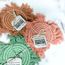  Braided Fabric Coaster Set, Pastel Handmade Tassel Coasters for Spring Tabletop Home Decor