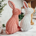  Easter Bunny Home Decoration, Cute Spring Home Decor, Rattan Resin Rabbit Statue 