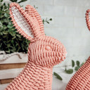  Easter Bunny Home Decoration, Cute Spring Home Decor, Rattan Resin Rabbit Statue 