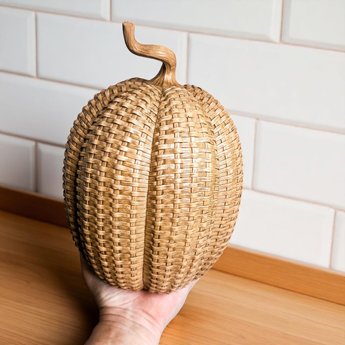 Neutral Fall Home Decor, Handmade Resin Pumpkin Set | Rattan Halloween and Autumn Decorations