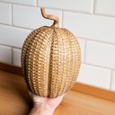 Large Pumpkin Neutral Fall Home Decor, Handmade Resin Pumpkin Set | Rattan Halloween and Autumn Decorations