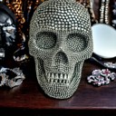  Halloween Home Decorations | Handmade Resin Skull Head Figurines | Rattan Fall Decor Style | Skeleton Face Home Accents | Gothic Farmhouse Home Decor & Gifts