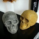  Halloween Home Decorations | Handmade Resin Skull Head Figurines | Rattan Fall Decor Style | Skeleton Face Home Accents | Gothic Farmhouse Home Decor & Gifts
