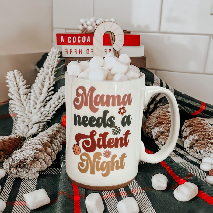 Funny Mom Christmas Gift 2pk Bundle - Holiday Humor Ceramic Coffee | Mugs Mama Needs a Silent Night Coffee Mug, Funny Christmas Gift