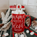Silent Night-RED Funny Mom Christmas Gift 2pk Bundle - Holiday Humor Ceramic Coffee | Mugs Mama Needs a Silent Night Coffee Mug, Funny Christmas Gift