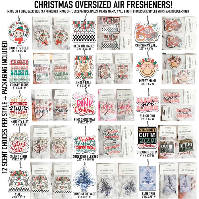 Car Air Fresheners, Hanging Christmas Freshies | Cheap Stocking Stuff Gifts | Pink Christmas | Funny Gift Ideas