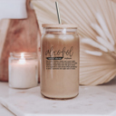 Alcohol Glass Cups with Lid and Straws 2pk | 17oz Funny Glass Tumblers For Moms | Glass Can Cups