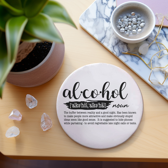 Funny Drink Definition Coasters | Bar Cart Ceramic Coaster | Build Your Own Gift Set | Funny Tabletop Decor & Gifts