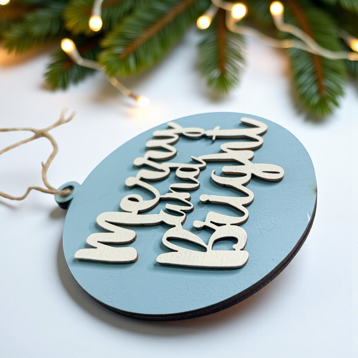 Comfy & Cozy Christmas Home Decor, Handmade Wooden Circle Tree Ornaments or Hanging Holiday Accent, Colorful Cute Christmas Decorations