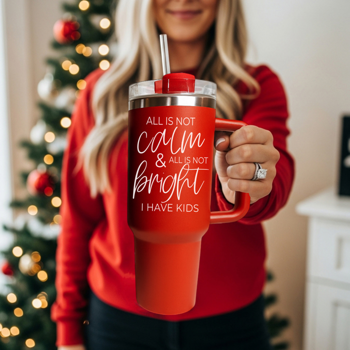 Funny Mom Gifts for Christmas | 40oz Christmas Tumblers with Handle | Red or Green Travel Mugs | Stainless Steel Coffee Mugs & Water Bottles | Holiday Humor Drinkware