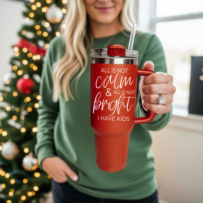 Funny Mom Gifts for Christmas | 40oz Christmas Tumblers with Handle | Red or Green Travel Mugs | Stainless Steel Coffee Mugs & Water Bottles | Holiday Humor Drinkware