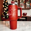  Christmas Tumbler Gifts Funny, 40oz Holiday Tumblers with Handle, Lid & Reusable Straw | Modern 40 oz Red or Green Travel Mugs | Mom Humor Gift Ideas