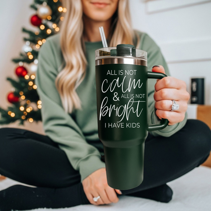 Funny Mom Gifts for Christmas | 40oz Christmas Tumblers with Handle | Red or Green Travel Mugs | Stainless Steel Coffee Mugs & Water Bottles | Holiday Humor Drinkware