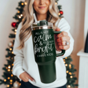  Christmas Tumbler Gifts Funny, 40oz Holiday Tumblers with Handle, Lid & Reusable Straw | Modern 40 oz Red or Green Travel Mugs | Mom Humor Gift Ideas