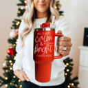  Christmas Tumbler Gifts Funny, 40oz Holiday Tumblers with Handle, Lid & Reusable Straw | Modern 40 oz Red or Green Travel Mugs | Mom Humor Gift Ideas
