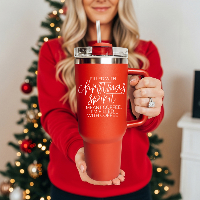 Funny Mom Gifts for Christmas | 40oz Christmas Tumblers with Handle | Red or Green Travel Mugs | Stainless Steel Coffee Mugs & Water Bottles | Holiday Humor Drinkware