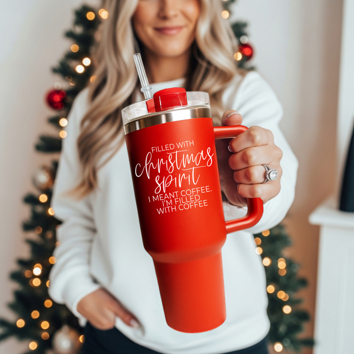 Funny Mom Gifts for Christmas | 40oz Christmas Tumblers with Handle | Red or Green Travel Mugs | Stainless Steel Coffee Mugs & Water Bottles | Holiday Humor Drinkware