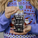  Christmas Kitchen Gifts & Holiday Drinkware Set, 2 Glass Tumblers of Choice, Christmas Glass Coffee Cups with Lid & Straws, Cute, Modern, Funny 