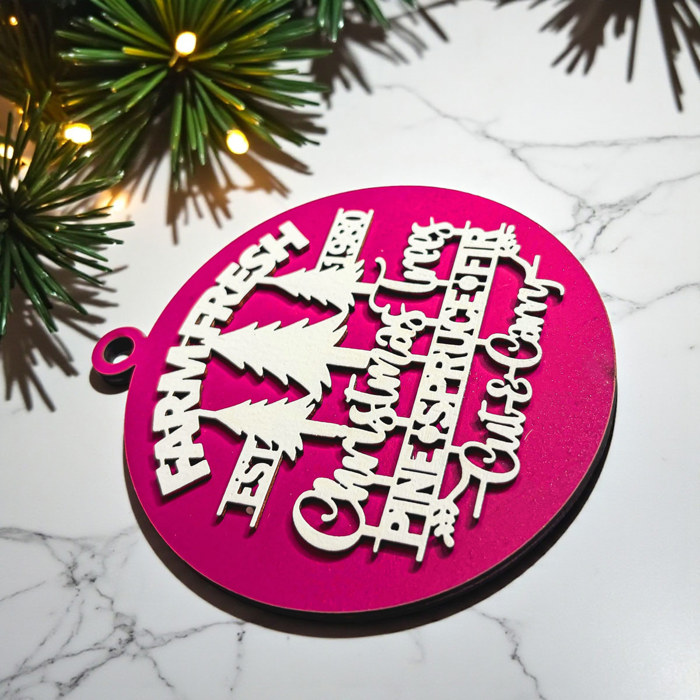 Comfy & Cozy Christmas Home Decor, Handmade Wooden Circle Tree Ornaments or Hanging Holiday Accent, Colorful Cute Christmas Decorations