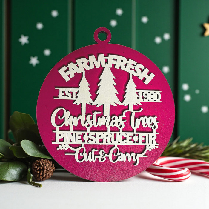 Handmade Wooden Christmas Ornaments, Farm Fresh Christmas Tree Holiday Home Decor, Unique Hanging Christmas Tree Decorations