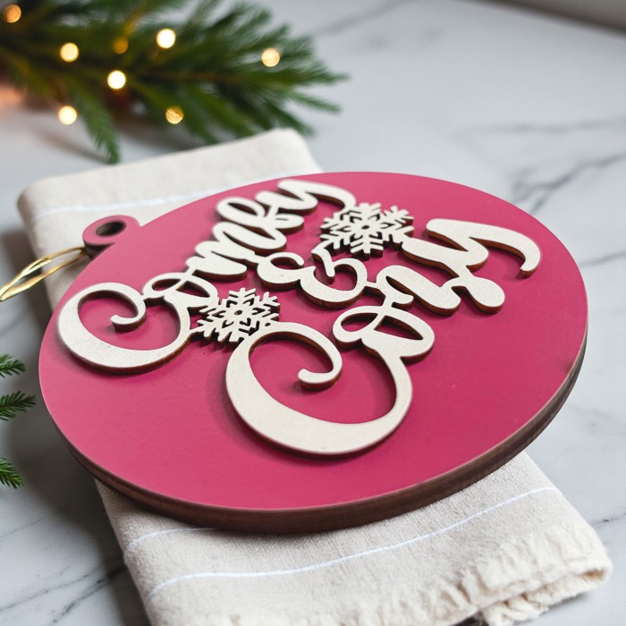 Comfy & Cozy Christmas Home Decor, Handmade Wooden Circle Tree Ornaments or Hanging Holiday Accent, Colorful Cute Christmas Decorations