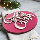  Comfy & Cozy Christmas Home Decor, Handmade Wooden Circle Tree Ornaments or Hanging Holiday Accent, Colorful Cute Christmas Decorations