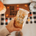 Glass Cups with Lid and Straws 2pk | 17oz Funny Glass Tumblers For Moms | Glass Can Cups